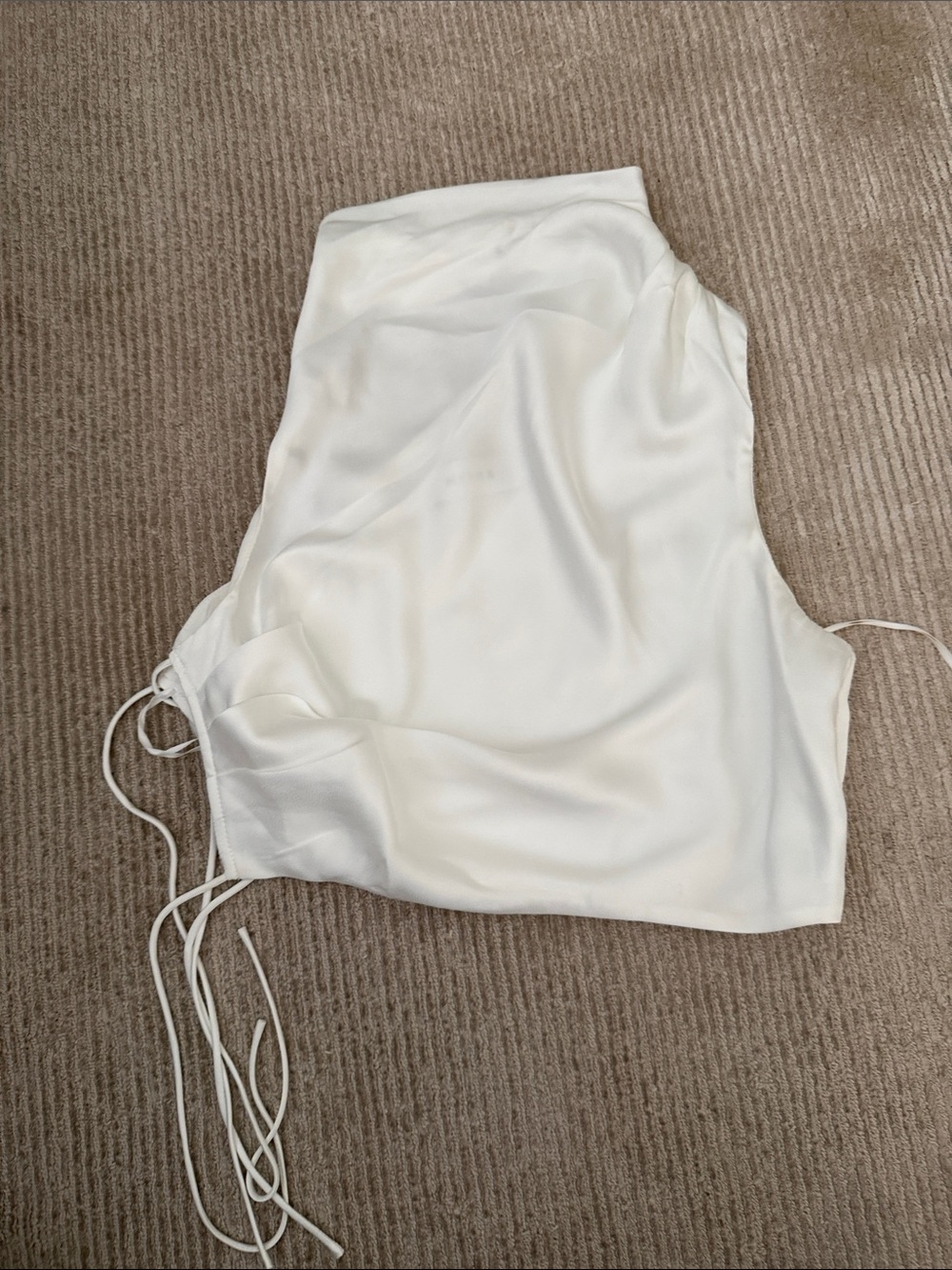 Misha Genesis Satin Top in Ivory White Halter Crop Top Side Tie Size S - Picture 5 of 10